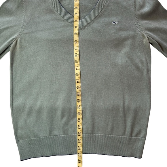 Vineyard Vines Heritage Cotton Women’s Sage Green V-Neck Large Sweater - Picture 3 of 8